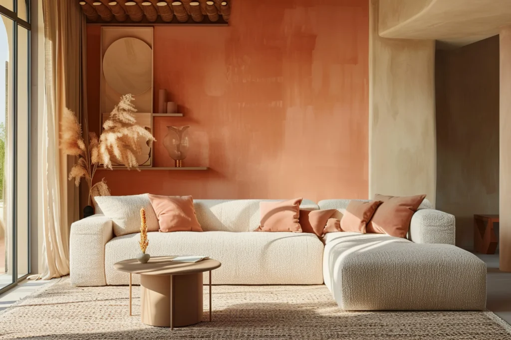 Terracotta and Cream in living room
