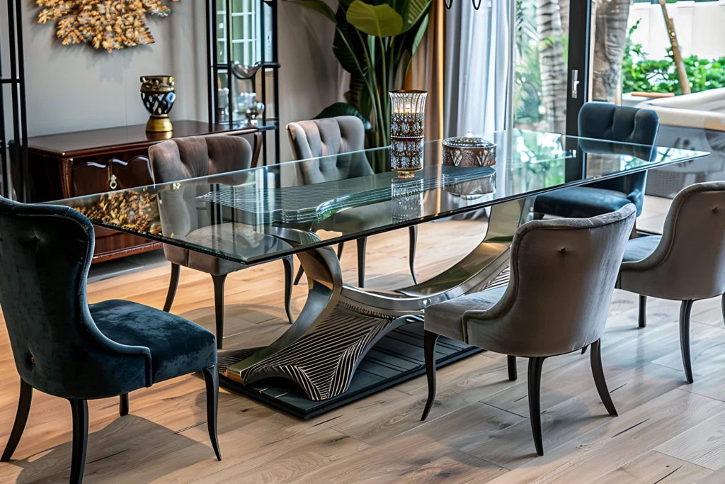Glass dining table - spriha jain