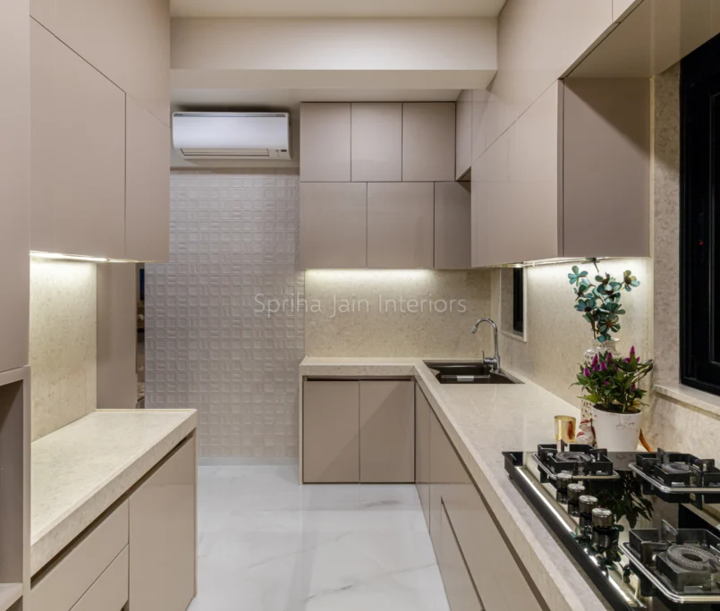 L-shaped kitchen interior design - spriha jain interior