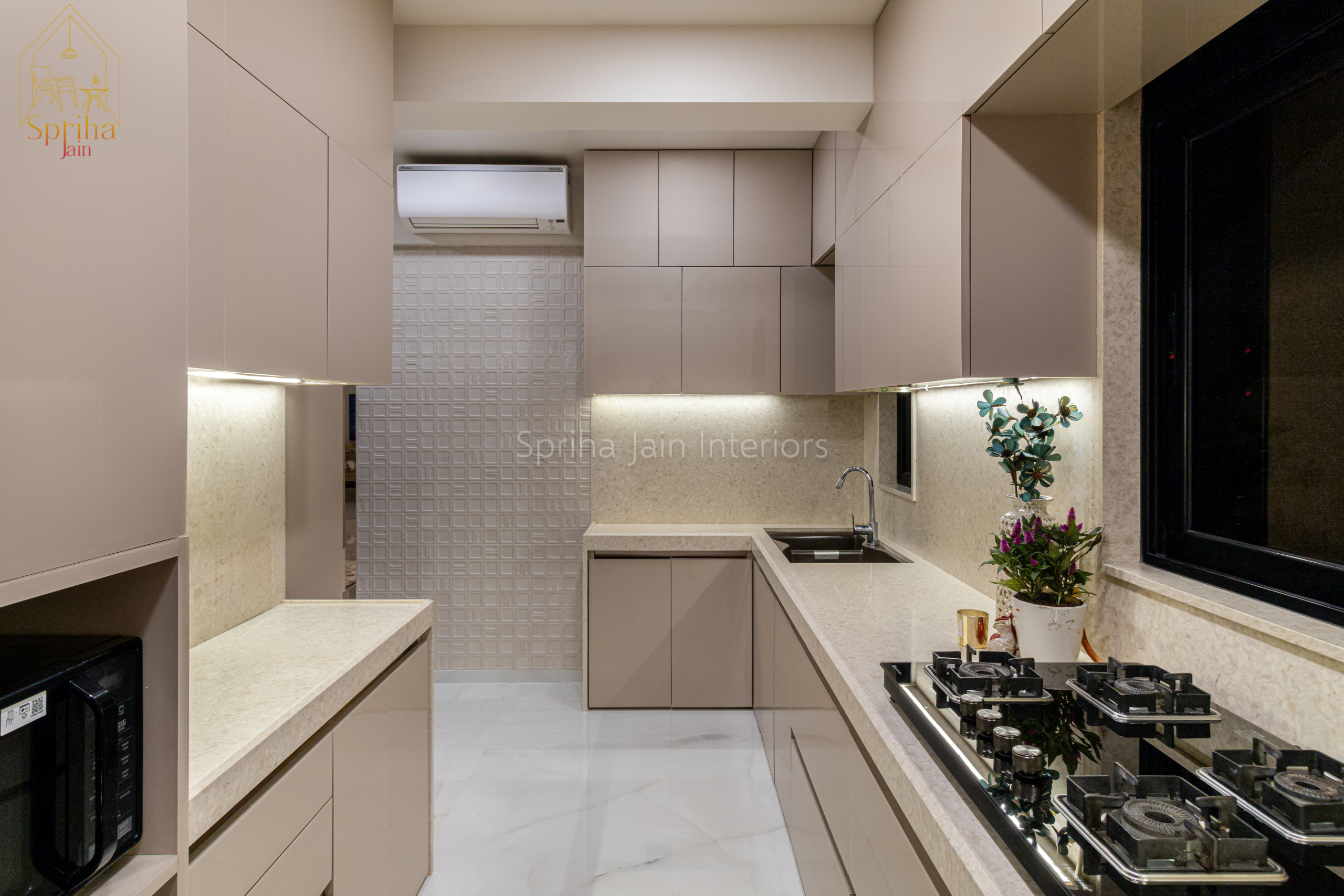 L-shaped kitchen interior design - spriha jain interior