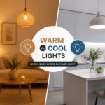 Interior design lighting comparison showing where warm and cool lights work best in a home.