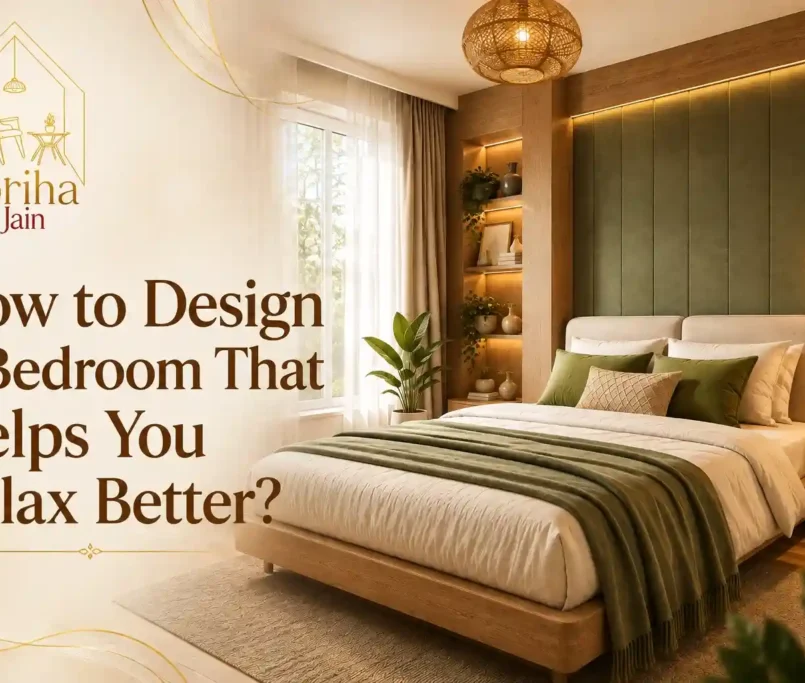 Relaxing bedroom interior design with warm wood tones and cozy lighting